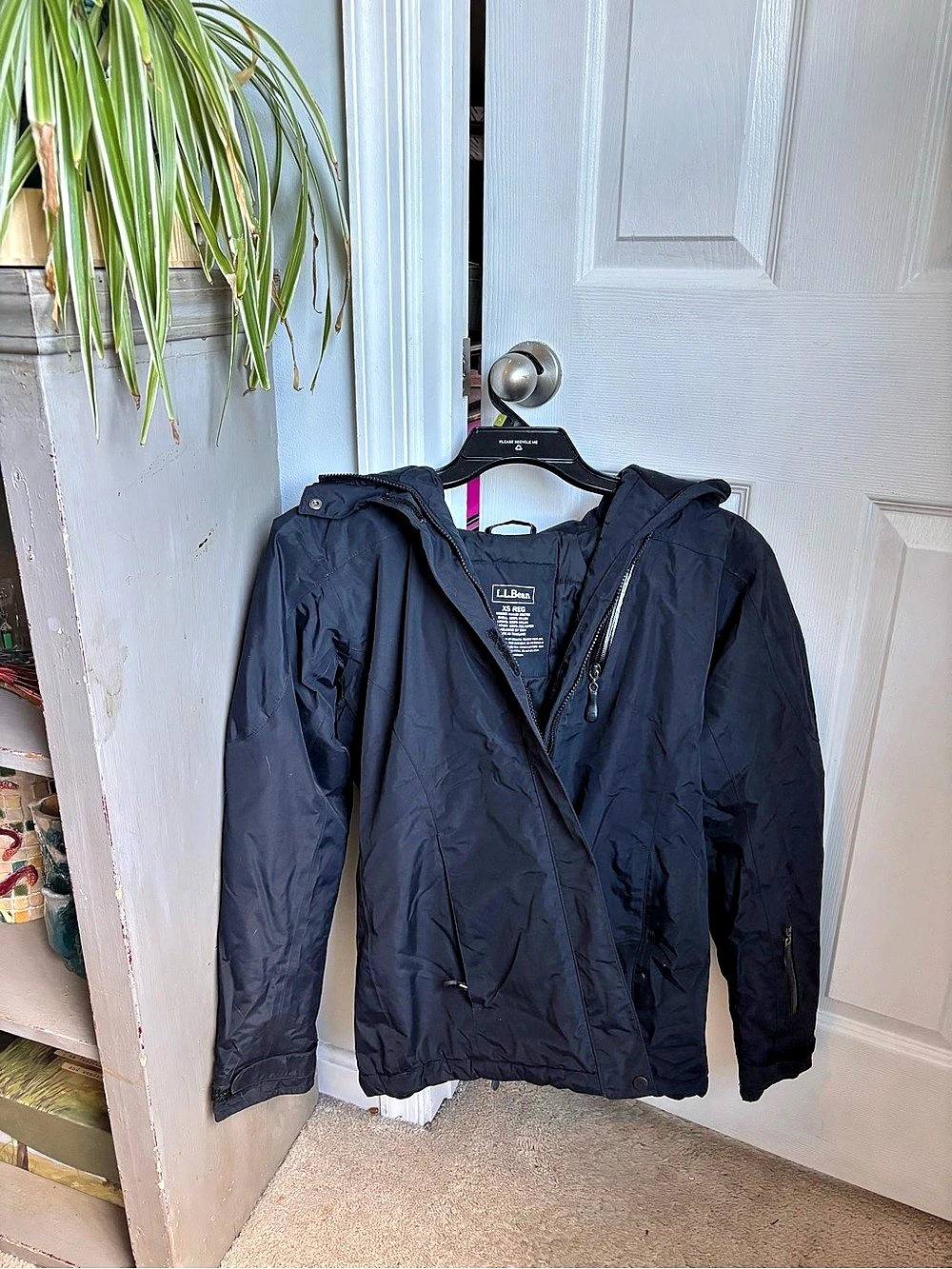 L.L.Bean Black Hooded Puffer Jacket Size XS